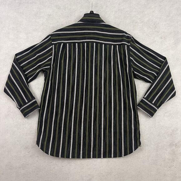 Tommy Bahama Shirt Mens Large Green Long Sleeve Striped Button Up Casual Cotton - Picture 8 of 13